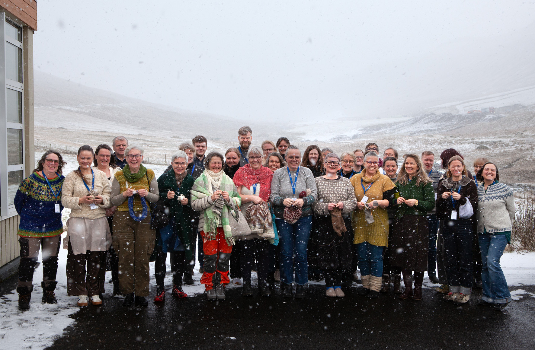 People standing outside. 