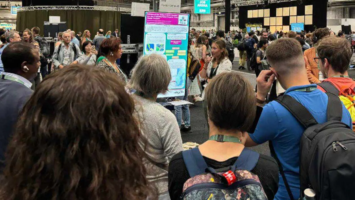 A woman talking infront of a crowd.